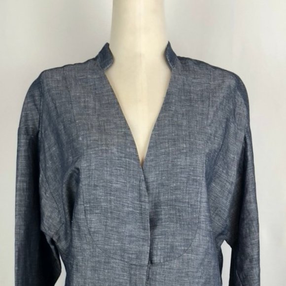 Crippen Linen/Cotton Long Sleeve V-Neck Shirt - Picture 2 of 8